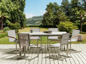 Set of 2 Garden Chairs COSOLETO Stainless Steel Beige