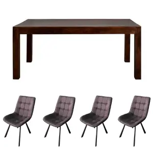 Dakota Mango Wooden 4Ft Medium Dining Table Set With 4 Chairs