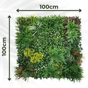 Artificial Plant Flower Living Wall Panels Realistic - Lowther Green - Indoor / Outdoor - 1m x 1m - Home, Garden, Office