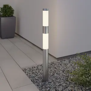 GoodHome callisto Contemporary Stainless steel Mains-powered 1 lamp Integrated LED Outdoor Post light (H)1000mm