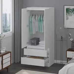 Stora 2 Door 2 Drawer Combination Wardrobe Matt White