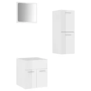 Berkfield Bathroom Furniture Set High Gloss White Engineered Wood