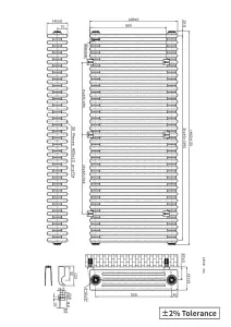 Right Radiators 600x1460 mm Horizontal Traditional 4 Column Cast Iron Style Radiator Raw Metal