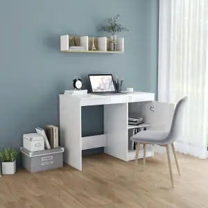 Berkfield Desk High Gloss White 100x50x76 cm Engineered Wood