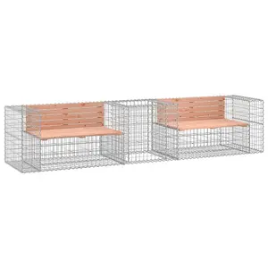 Berkfield Garden Bench with Gabion Basket Solid Wood Douglas