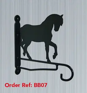 Horse Feature Bracket - Steel Hanging Basket Holder - Steel - H33 cm