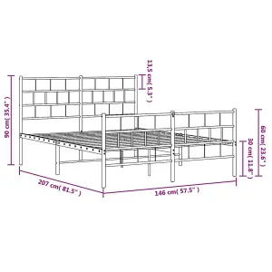 Berkfield Metal Bed Frame with Headboard and Footboard White 140x200 cm