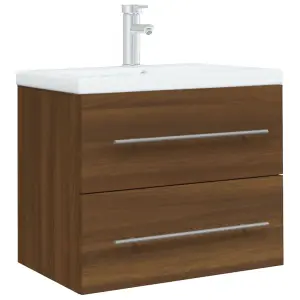 Berkfield Sink Cabinet with Built-in Basin Brown Oak Engineered Wood