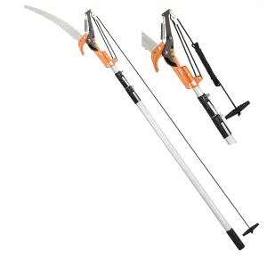 VonHaus Telescopic Tree Pruner & Lopper, Long Reach Cutter, Extendable Pole Saw for Branches, Lightweight