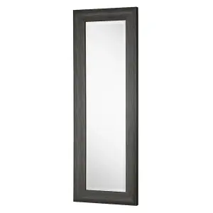 Charcoal Grey Scooped Framed Mirror 129.5x45.5cm