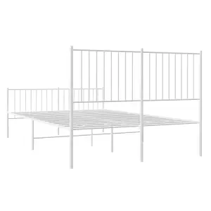 Berkfield Metal Bed Frame with Headboard and Footboard White 140x190 cm