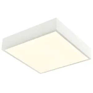 Modern 25w Bright LED Flush Square Ceiling Light in Mat White with Opal Diffuser