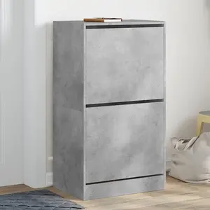 Berkfield Shoe Cabinet with 2 Flip-Drawers Concrete Grey 60x42x108 cm