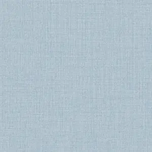 Grandeco Linen Textured Plain Wallpaper, Blue