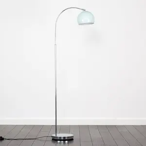 Derosier 152cm Arched Floor Lamp Chrome / Pale Blue