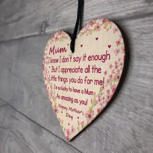 Mothers Day Gift For Mum Wooden Heart Gift For Her From Daughter Son Keepsake