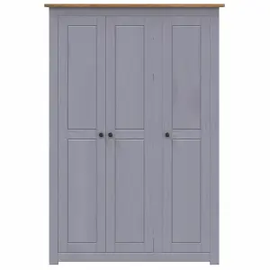 3-Door Wardrobe Grey 118x50x171.5 cm Pine Panama Range