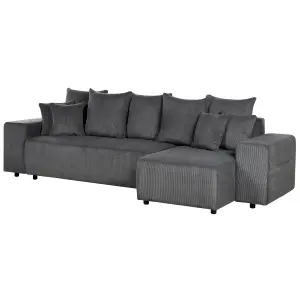 Corner Sofa LUSPA Dark Grey Corduroy Left Hand