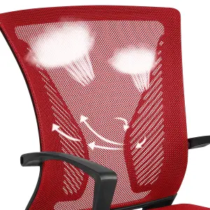 Yaheetech Mid-back Mesh Office Chair Computer Chair - Red