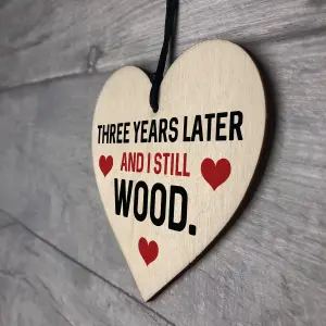 Funny 3rd Anniversary Gift For Wife Husband Wood Heart Gift For Him Her Keepsake