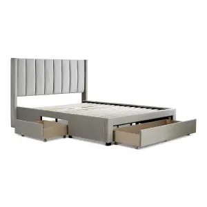 Elegance Champagne Upholstered - Double Drawer Bed Frame Only