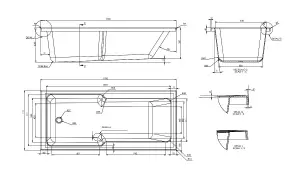 SunDaze 1700 x 750mm Gloss White Acrylic Rectangular Shower Bath Single Ended