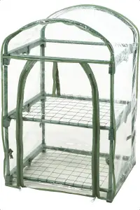 Mini Greenhouse Garden 2 Tier Portable Outdoor Green House Growhouse Garden Structures with Shelving & Cover