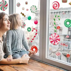 Walplus Xmas Peppermint Candy and Sweets Window Clings Rooms Décor