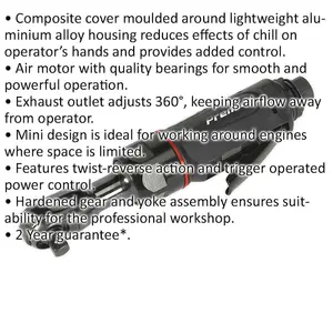 Mini Air Powered Ratchet Wrench - 3/8" Sq Drive - Twist Reverse - Composite Grip