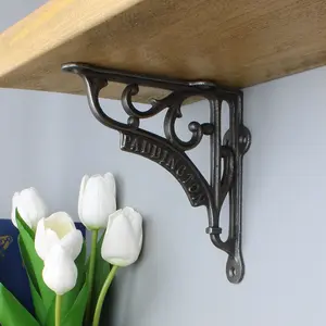 Oakcrafts - Pair of Antique Cast Iron London Paddington Shelf Brackets - 150mm x 150mm