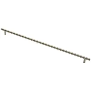 Round T Bar Cabinet Pull Handle 572 x 12mm 512mm Fixing Centres Satin Nickel