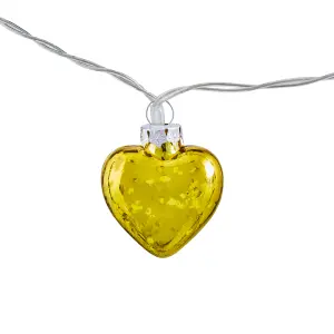 Inlight Gold glass heart Battery-powered Warm white 10 LED Indoor String lights