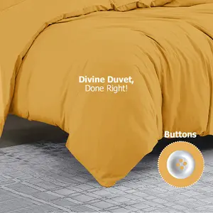 Klarita Polyester Solid Colour Duvet Cover Set with Pillowcases Ochre / Double - 2 Pillowcase (50 x 75 cm)