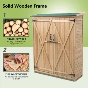 Costway Outdoor Storage Shed Garden Patio WoodenTool Cabinet W/Double Doors Lockable