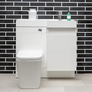 Solstice Gloss White Right Hand Bathroom Vanity Basin & WC Unit Combination (W)900mm (H)890mm