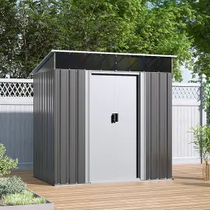 Grey Galvanized Steel Acrylic Storage Shed Outdoor Shed Slope Roof Double Door