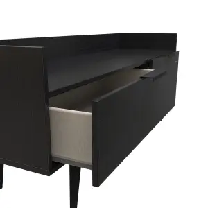 Hong Kong Ready assembled Matt black Media unit with 2 drawers, (H)128cm x (W)51.5cm x (D)39.5cm