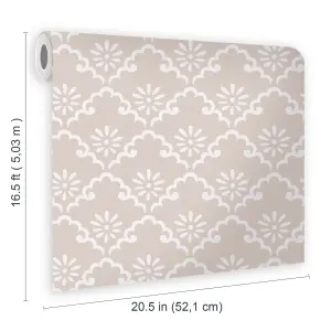 Laura Ashley Coralie Dove Grey Motif Smooth Wallpaper