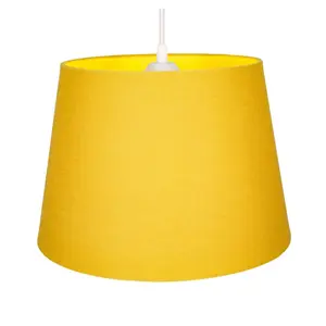 Traditional Linen Fabric Drum Shade for Pendant & Lampshade Yellow / 22cm H x 35cm W x 35cm D