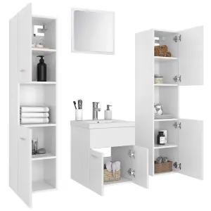 Berkfield Bathroom Furniture Set White Engineered Wood