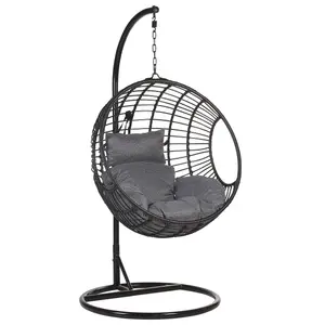 Hanging Chair with Stand ASPIO PE Rattan Black