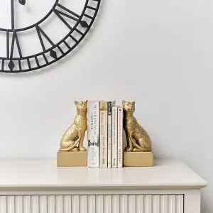 Melody Maison Gold Sitting Leopard Bookends - 20cm