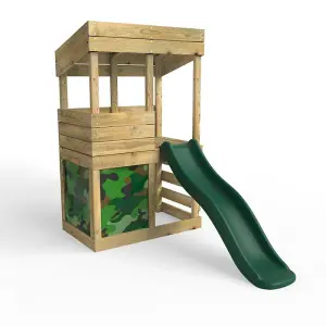 Rebo Children's Wooden Lookout Tower Playhouse with 6ft Slide - Den Set