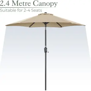 2.4m Crank and Tilt Parasol - Taupe