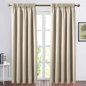 Fiffer Polyester Blackout Pinch Pleat Curtain Pair Cream / 167 x 183 cm