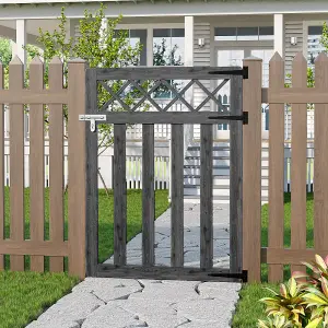 3x4ft Outdoor Grey Cross Top Garden Wooden Gate Fence Patio Gate