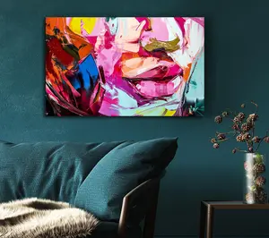 The Lips Of Colour Canvas Print Wall Art - Medium 20 x 32 Inches