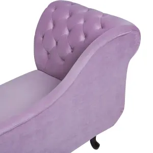 Left Hand Chaise Lounge Velvet Light Violet NIMES