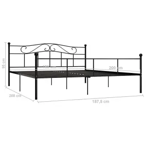 Berkfield Bed Frame Black Metal 180x200 cm 6FT Super King