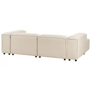 Right-Hand Corner Sofa with Ottoman ARDAL Beige Fabric 2 Seater Right Hand